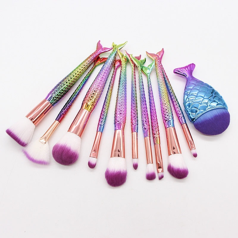 10 Mermaid Makeup Brushes Suit Beauty Tools Selling Product 