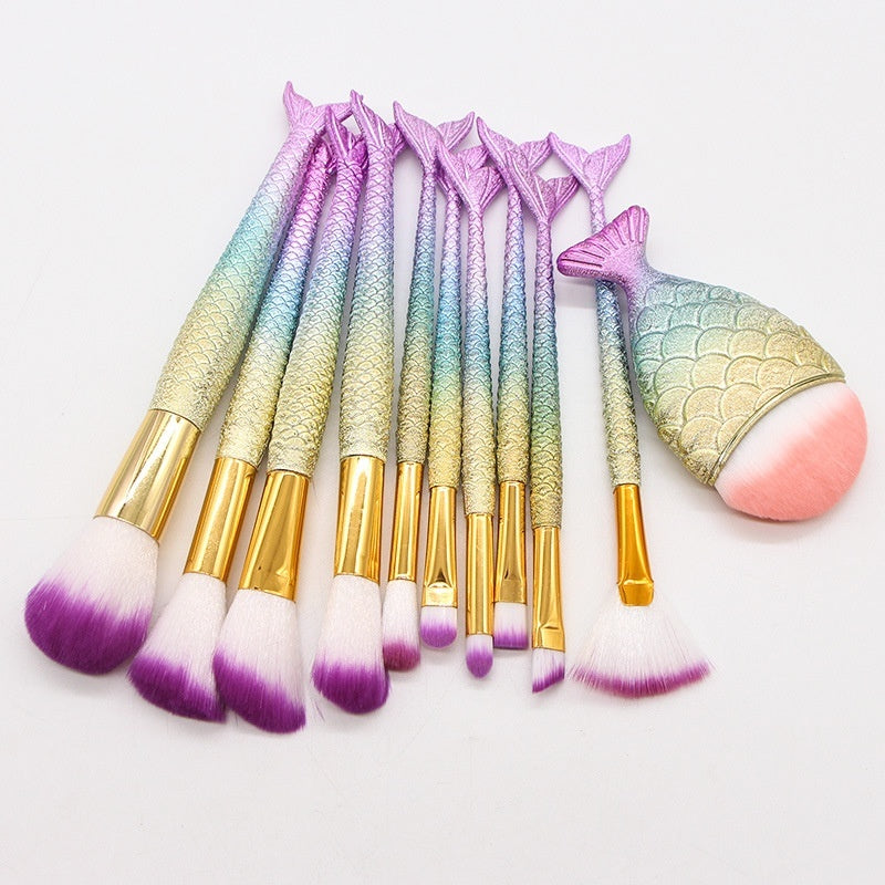 10 Mermaid Makeup Brushes Suit Beauty Tools Selling Product 