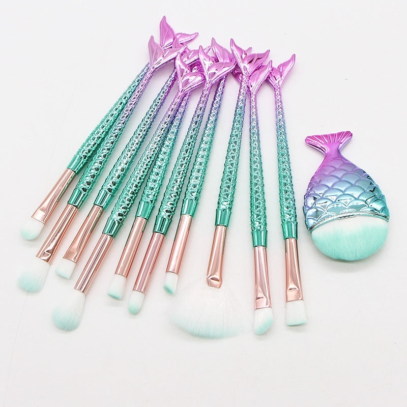 10 Mermaid Makeup Brushes Suit Beauty Tools Selling Product 