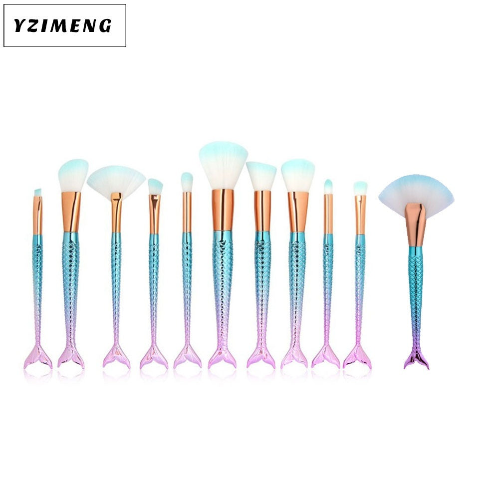 10 Mermaid Makeup Brushes Suit Beauty Tools Selling Product 