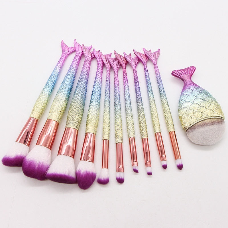 10 Mermaid Makeup Brushes Suit Beauty Tools Selling Product 