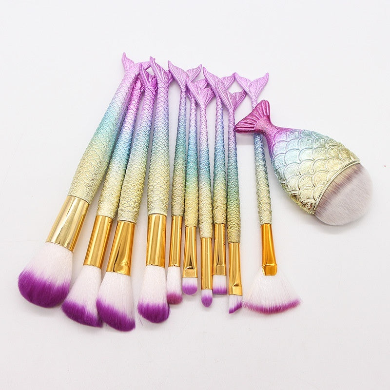 10 Mermaid Makeup Brushes Suit Beauty Tools Selling Product 