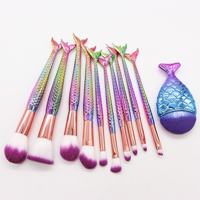 10 Mermaid Makeup Brushes Suit Beauty Tools Selling Product 