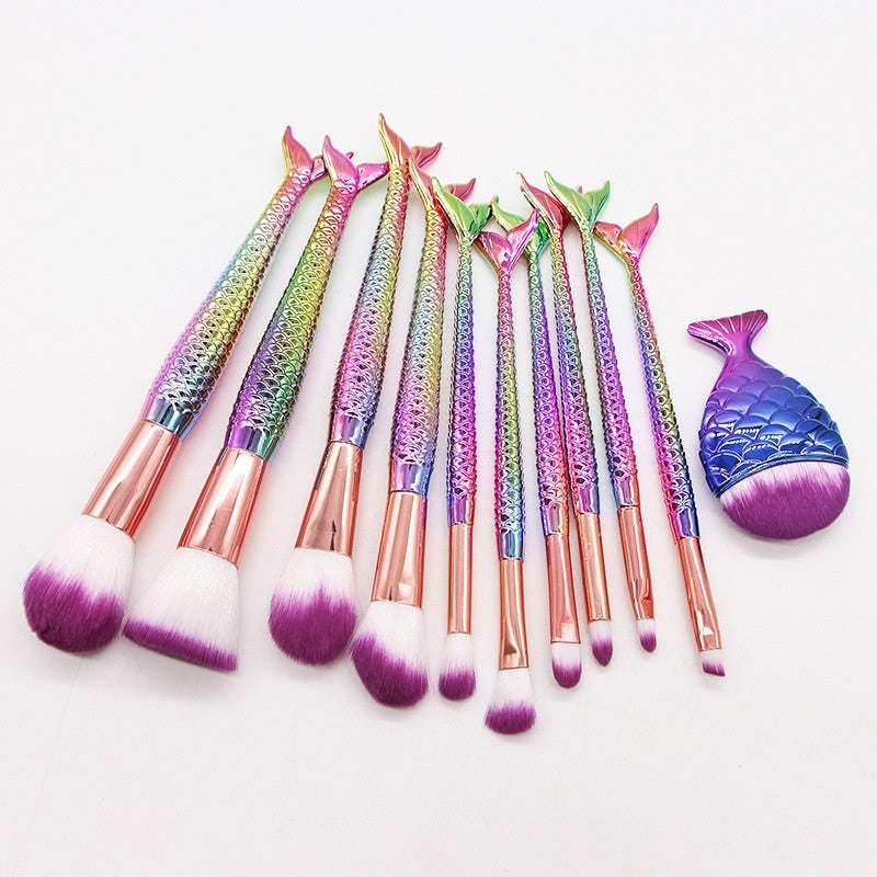 10 Mermaid Makeup Brushes Suit Beauty Tools Selling Product 