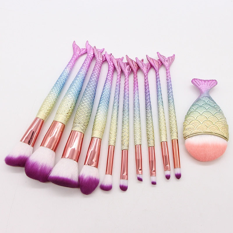 10 Mermaid Makeup Brushes Suit Beauty Tools Selling Product 