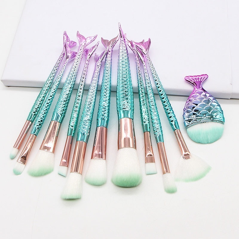 10 Mermaid Makeup Brushes Suit Beauty Tools Selling Product 